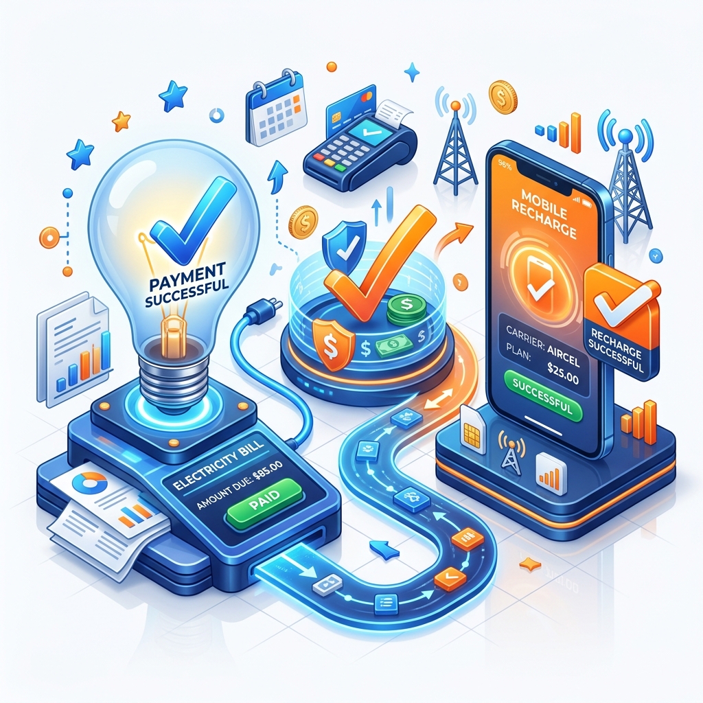 Fintech Mobile Recharge API Illustration