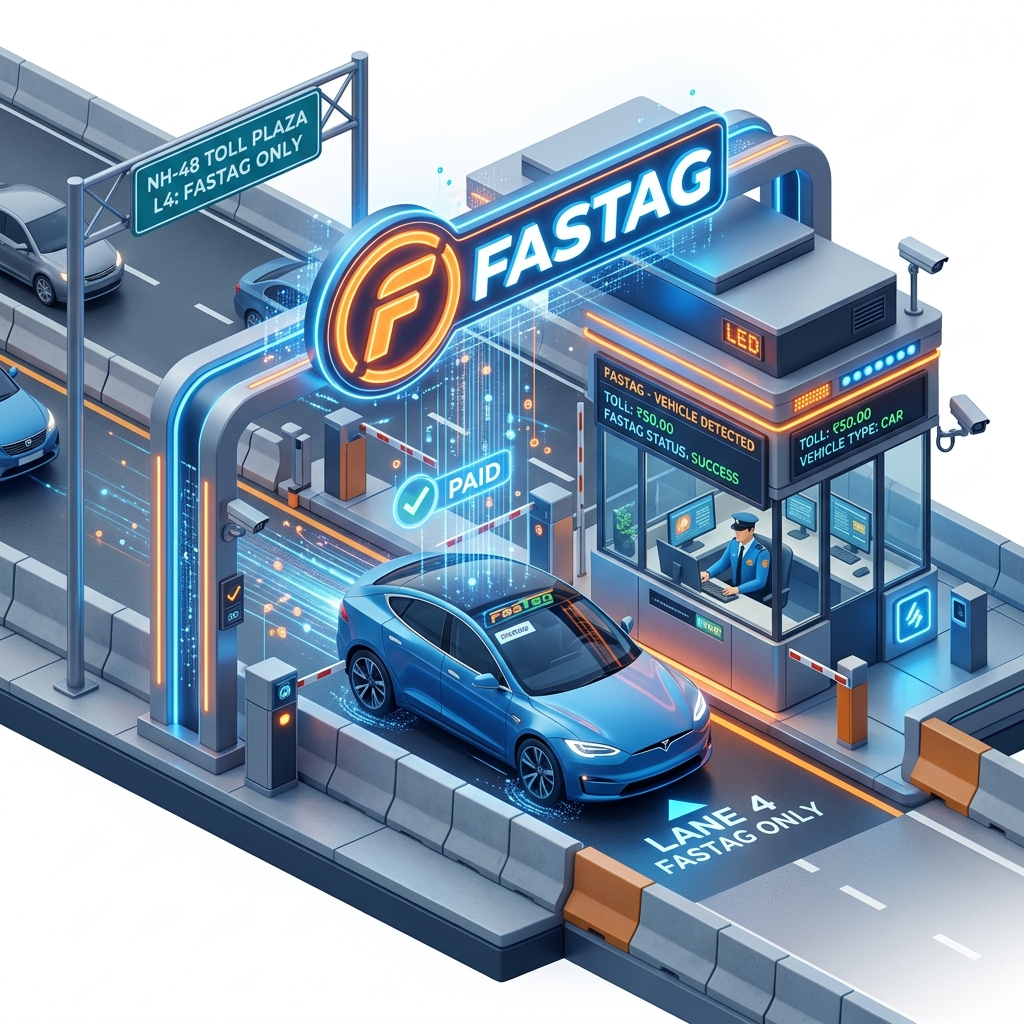 Fintech Fastag Toll Recharge Illustration