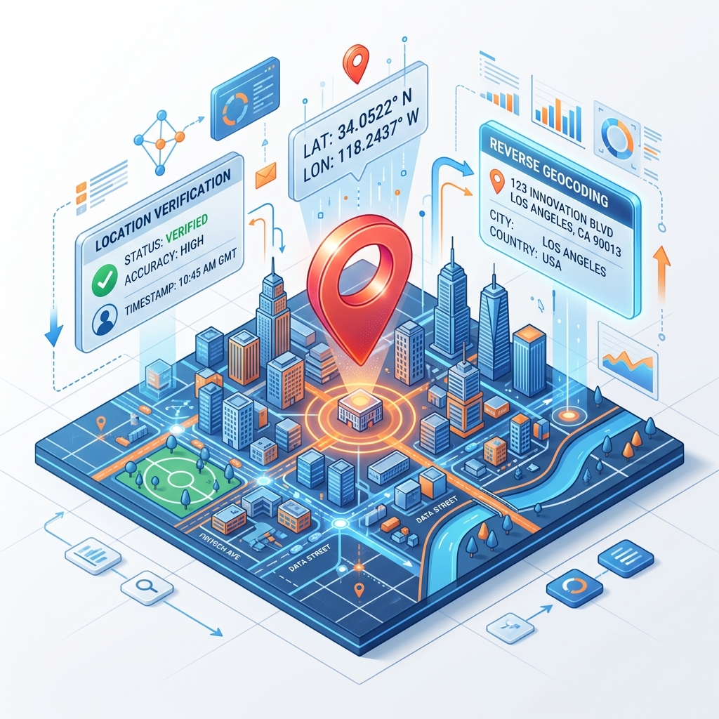 Fintech Reverse Geocoding API Illustration