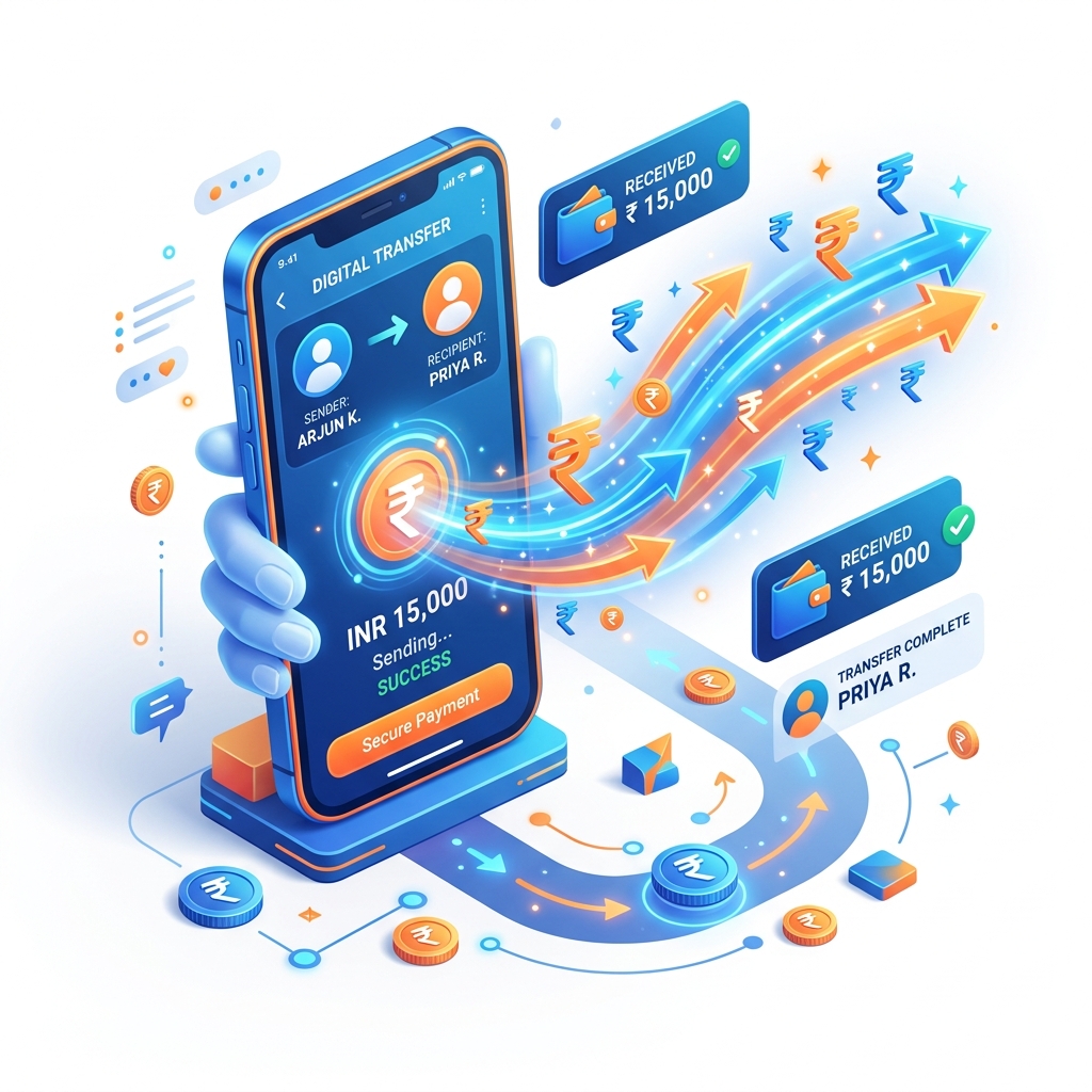 Fintech Money Transfer API Illustration