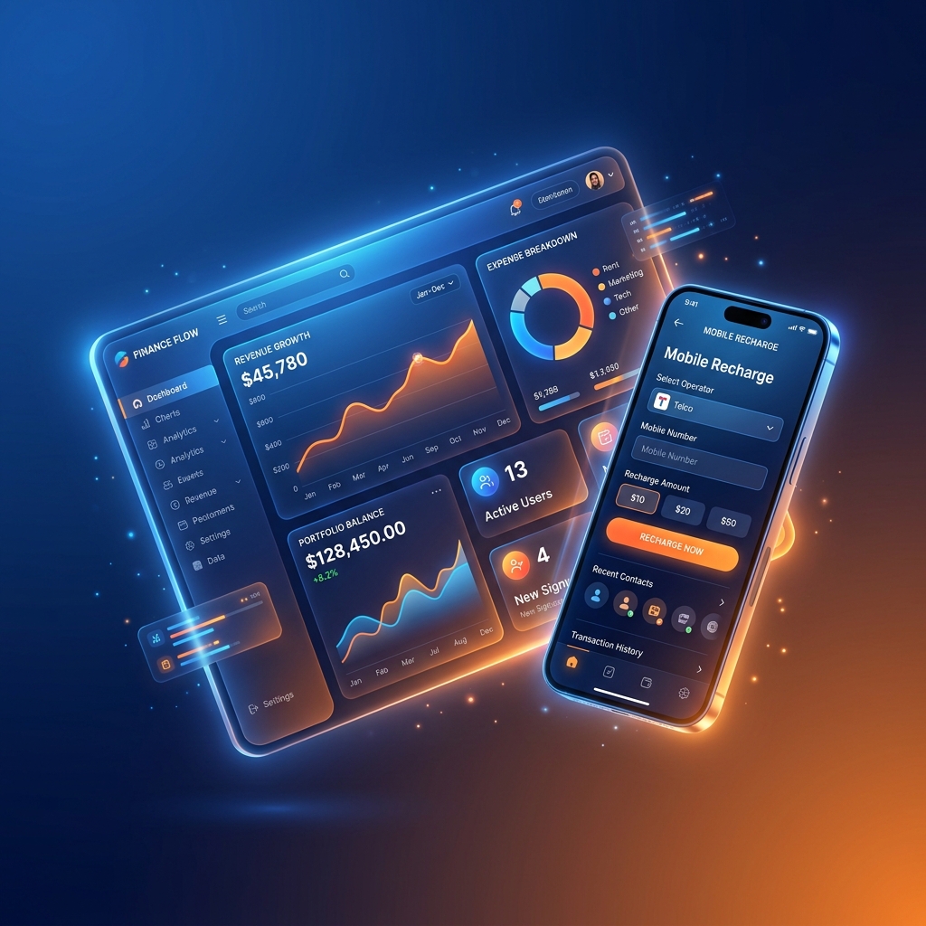 Multi Recharge Software Dashboard 3D Rendering